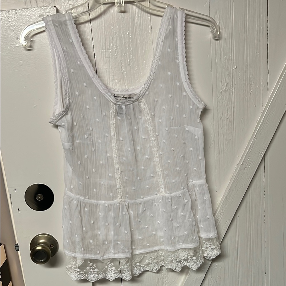 American Rag White Sleeveless Peplum Tank Top
